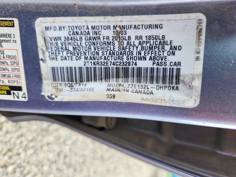 Продажа на аукционе авто 2004 Toyota Corolla Matrix, vin: 2T1KR32E74C232874, номер лота: 55448006