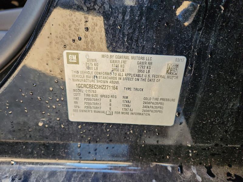Продаж на аукціоні авто 2017 Chevrolet Silverado, vin: 1GCRCREC5HZ271164, номер лоту: 54981886
