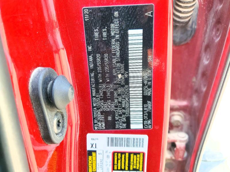 2021 Toyota Highlander მანქანა იყიდება აუქციონზე, vin: 5TDDZRBH5MS525928, აუქციონის ნომერი: 53899516