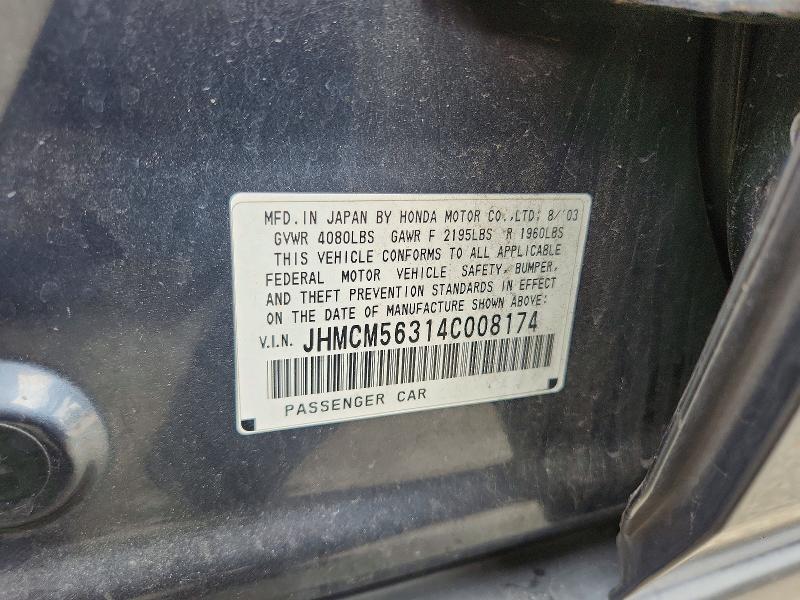 50506016 :رقم المزاد ، JHMCM56314C008174 vin ، 2004 Hond Accord مزاد بيع