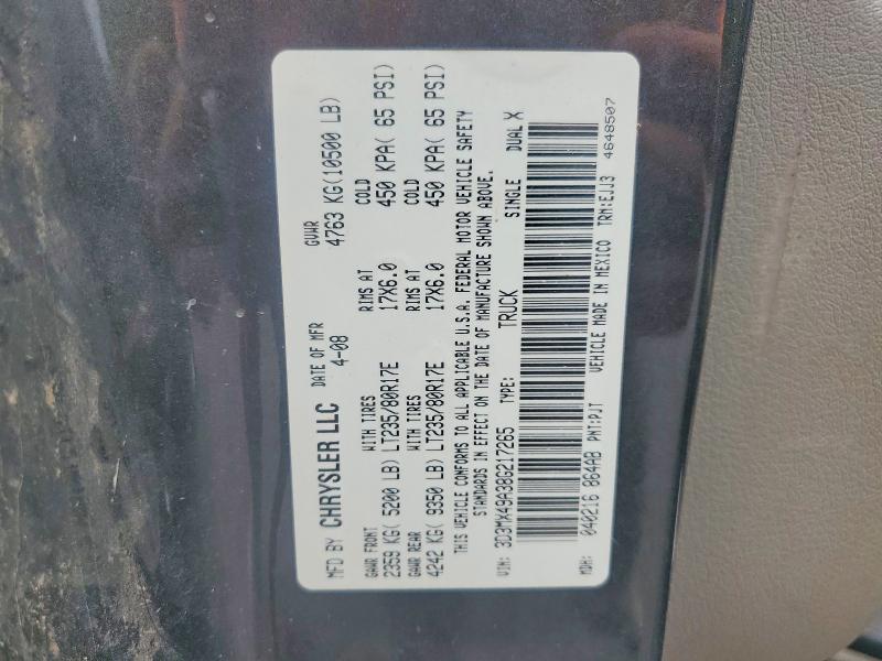 2008 Dodge Ram 3500 მანქანა იყიდება აუქციონზე, vin: 3D3MX49A38G217265, აუქციონის ნომერი: 51967946
