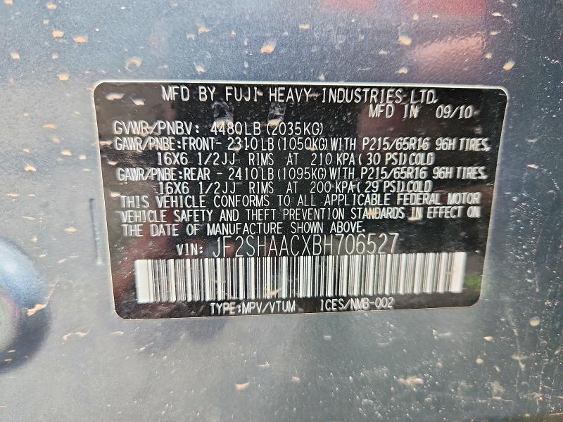 Auction sale of the 2011 Subaru Forester, vin: JF2SHAACXBH706527, lot number: 54053026