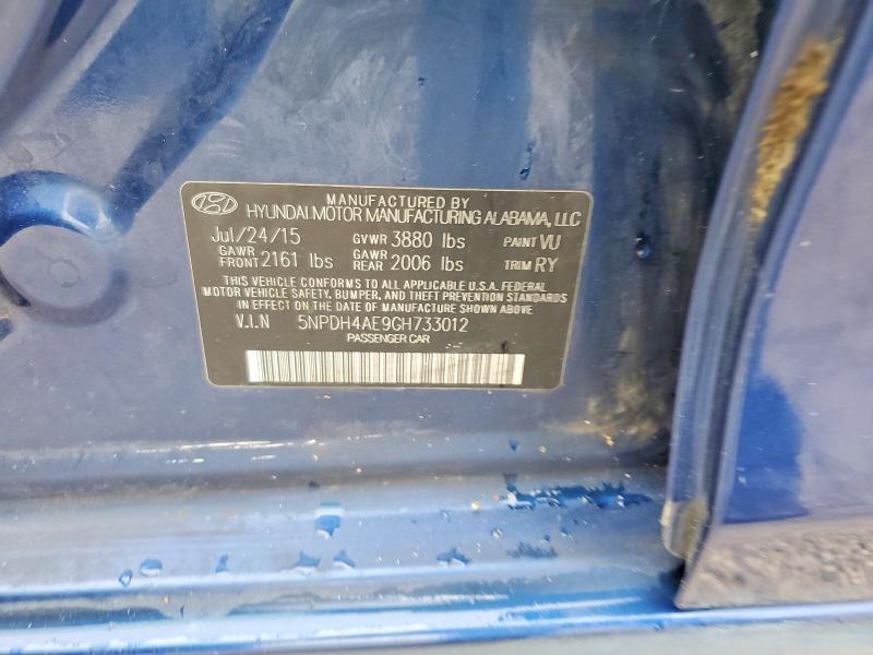 2016 Hyundai Elantra მანქანა იყიდება აუქციონზე, vin: 5NPDH4AE9GH733012, აუქციონის ნომერი: 54093226