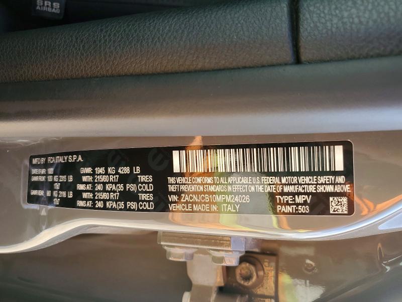Продажа на аукционе авто 2021 Jeep Renegade, vin: ZACNJCB10MPM24026, номер лота: 54862676
