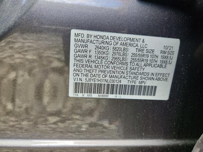 Продаж на аукціоні авто 2022 Acura Mdx, vin: 5J8YE1H31NL030124, номер лоту: 54980156