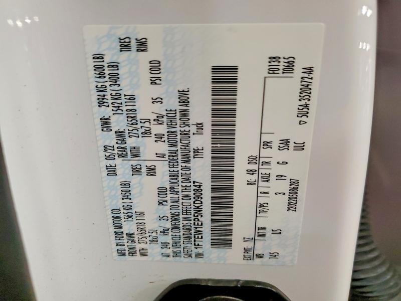 Aukcja sprzedaży 2022 Ford F150, vin: 1FTEW1EP5NKD90847, numer aukcji: 55536596