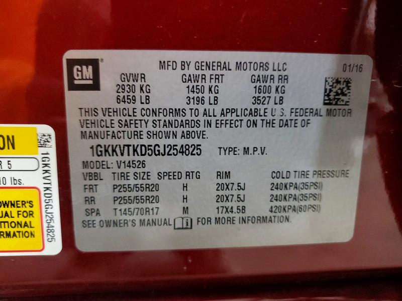 Aukcja sprzedaży 2016 Gmc Acadia, vin: 1GKKVTKD5GJ254825, numer aukcji: 51889306