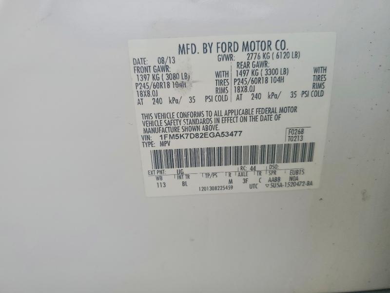 Продаж на аукціоні авто 2014 Ford Explorer, vin: 1FM5K7D82EGA53477, номер лоту: 54653006