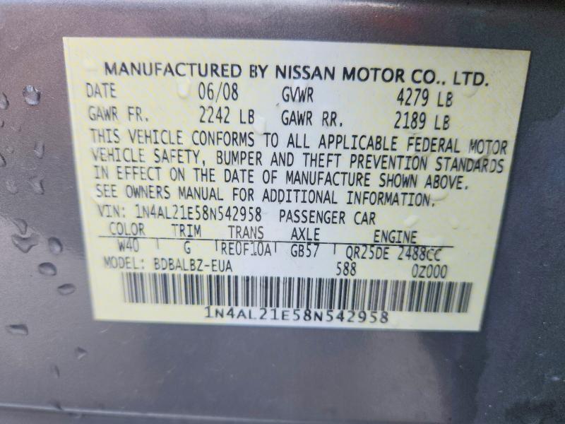 Продаж на аукціоні авто 2008 Nissan Altima, vin: 1N4AL21E58N542958, номер лоту: 54298196