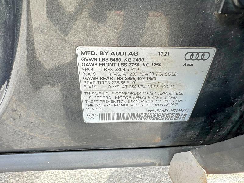 Aukcja sprzedaży 2022 Audi Q5, vin: WA1EAAFY1N2044973, numer aukcji: 51907796