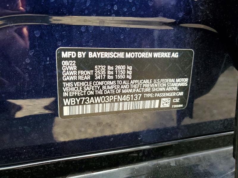 Продаж на аукціоні авто 2023 Bmw I4, vin: WBY73AW03PFN46137, номер лоту: 55106986