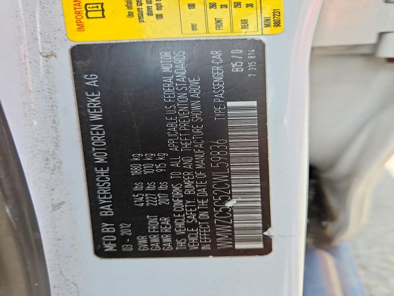 Продаж на аукціоні авто 2012 Mini Cooper, vin: WMWZC5C52CWL59836, номер лоту: 53492856