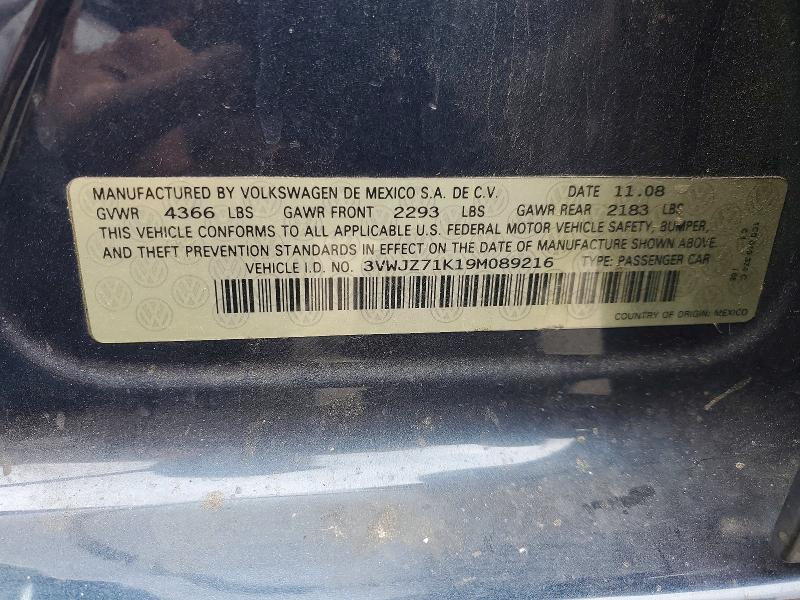 Aukcja sprzedaży 2009 Volkswagen Jetta, vin: 3VWJZ71K19M089216, numer aukcji: 54005576