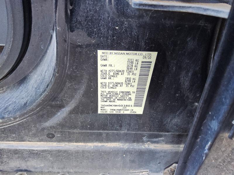 2011 Nissan Armada მანქანა იყიდება აუქციონზე, vin: 5N1AA0NC4BN603801, აუქციონის ნომერი: 70699686