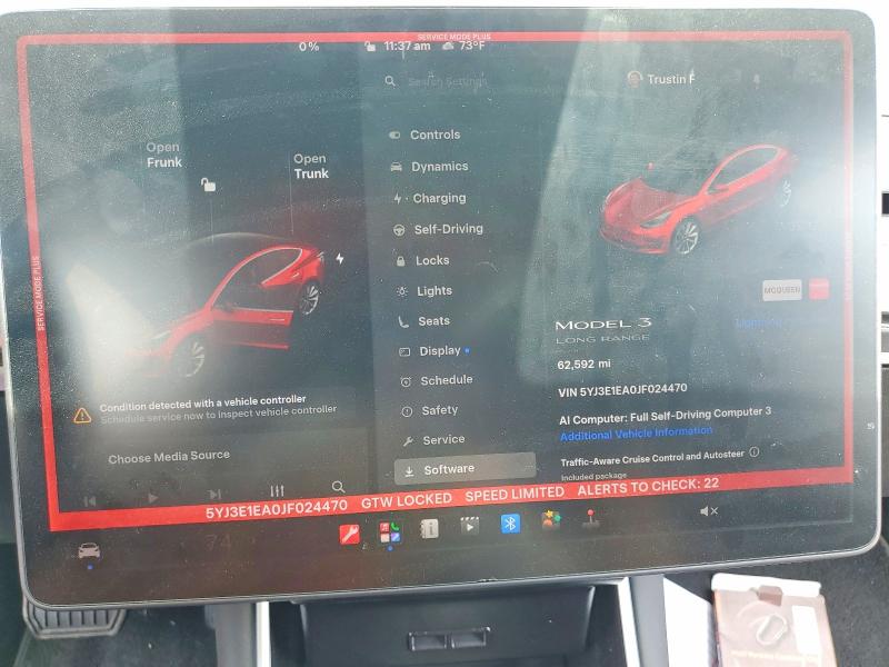 2018 Tesla Model 3 მანქანა იყიდება აუქციონზე, vin: 5YJ3E1EA0JF024470, აუქციონის ნომერი: 55019626