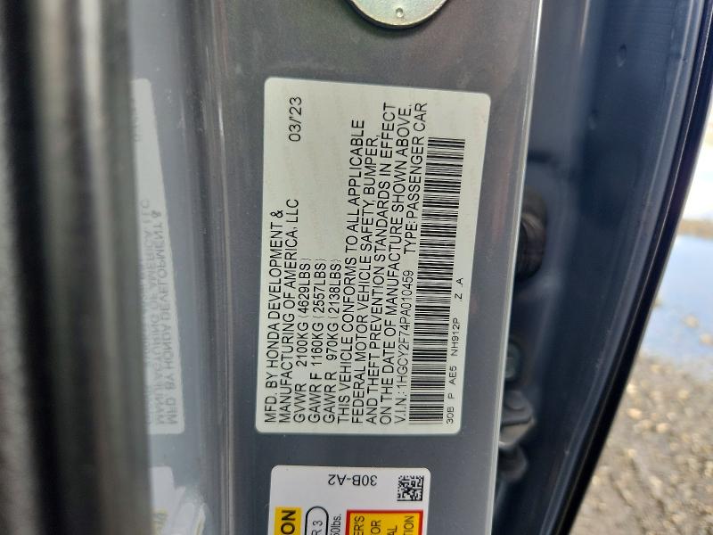 Aukcja sprzedaży 2023 Honda Accord, vin: 1HGCY2F74PA010459, numer aukcji: 55229546