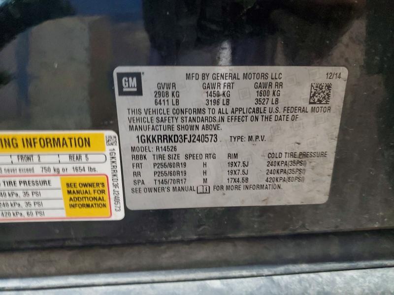 Aukcja sprzedaży 2015 Gmc Acadia, vin: 1GKKRRKD3FJ240573, numer aukcji: 54423276