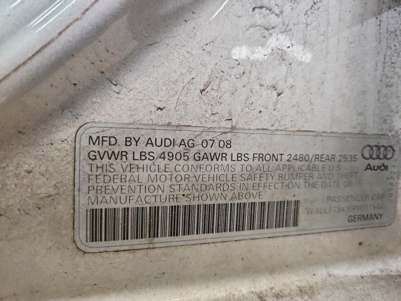 Продаж на аукціоні авто 2009 Audi A4, vin: WAULF78KX9N011546, номер лоту: 51302566