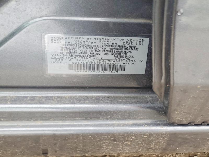 52159766 :رقم المزاد ، 3N1AB7AP0JL647539 vin ، 2018 Nissan Sentra مزاد بيع