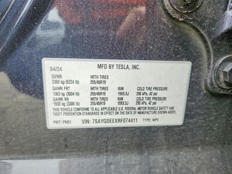 2024 Tesla Model Y მანქანა იყიდება აუქციონზე, vin: 7SAYGDEEXRF074411, აუქციონის ნომერი: 54010986
