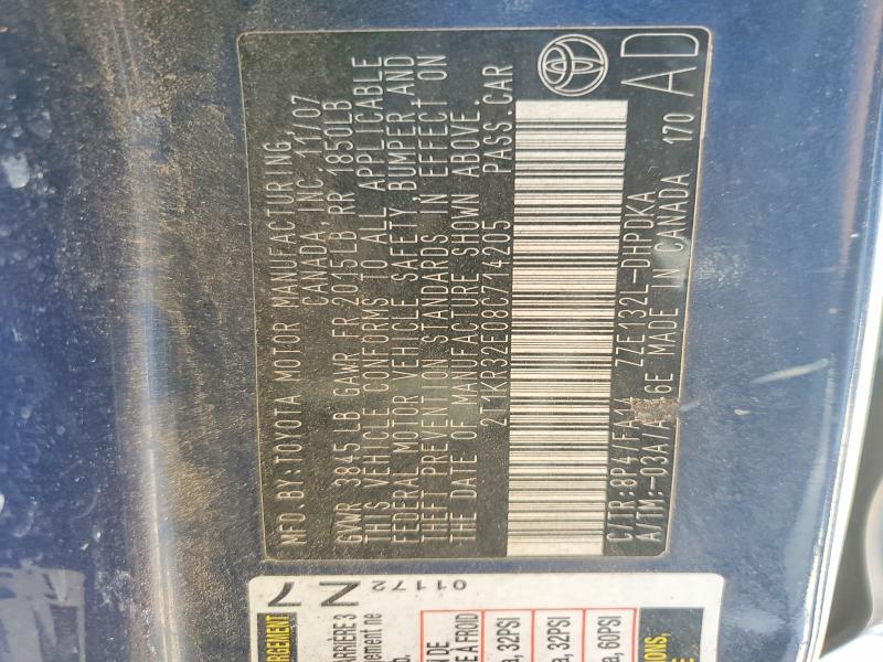 Aukcja sprzedaży 2008 Toyota Matrix, vin: 2T1KR32E08C714205, numer aukcji: 53597156
