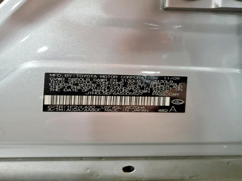 55412326 :رقم المزاد ، JTHCL5EF6A5005527 vin ، 2010 Lexus Ls مزاد بيع