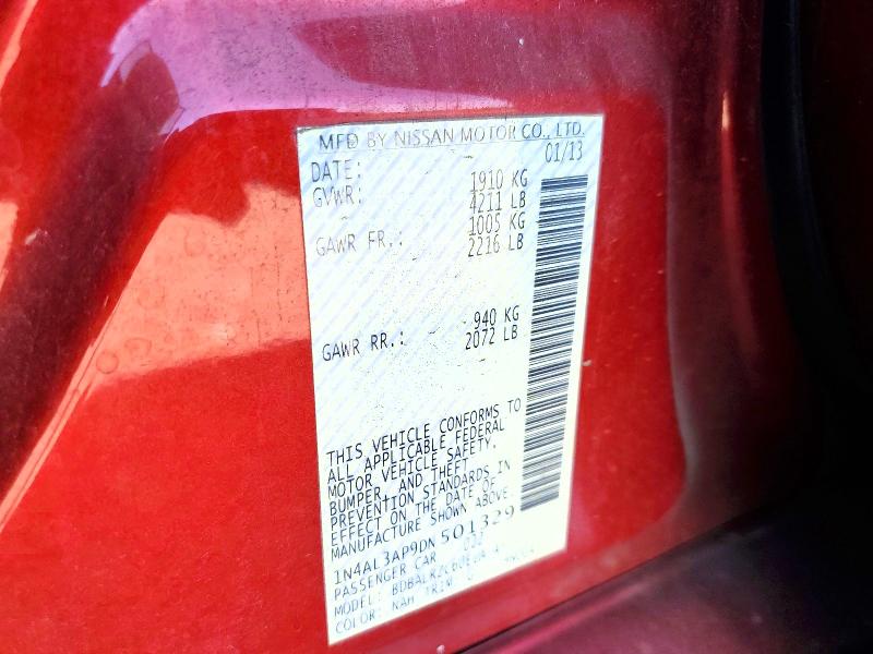52950346 :رقم المزاد ، 1N4AL3AP9DN501329 vin ، 2013 Nissan Altima مزاد بيع