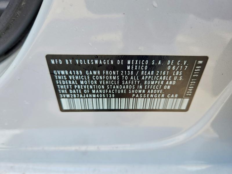 Продажа на аукционе авто 2017 Volkswagen Jetta, vin: 3VW2B7AJ4HM405139, номер лота: 54842646