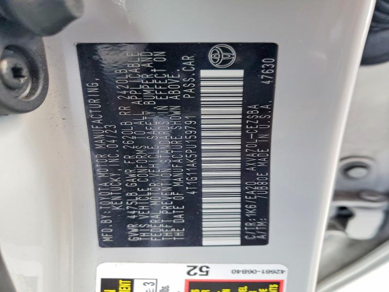 54009266 :رقم المزاد ، 4T1G11AK5PU159791 vin ، 2023 Toyota Camry مزاد بيع