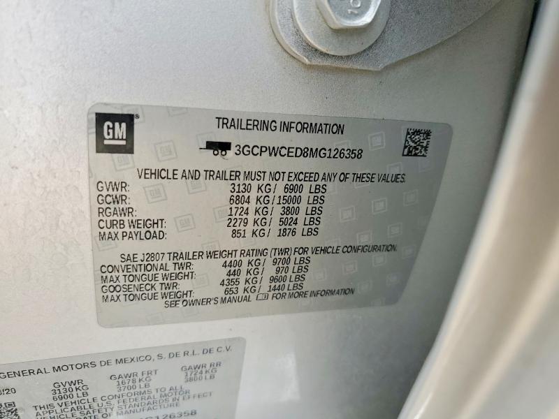 2021 Chevrolet Silverado მანქანა იყიდება აუქციონზე, vin: 3GCPWCED8MG126358, აუქციონის ნომერი: 52663866