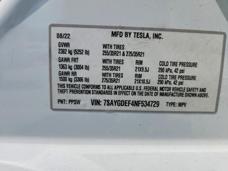 Продажа на аукционе авто 2022 Tesla Model Y, vin: 7SAYGDEF4NF534729, номер лота: 54090226