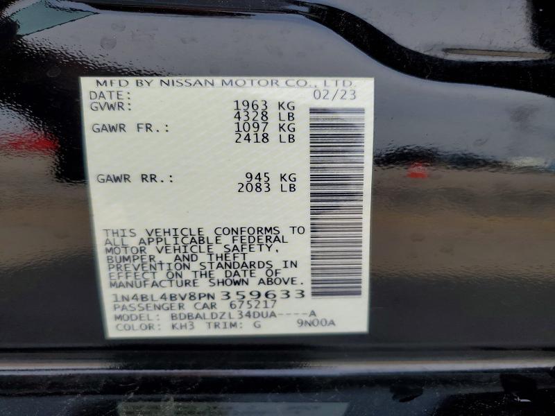52095556 :رقم المزاد ، 1N4BL4BV8PN359633 vin ، 2023 Nissan Altima مزاد بيع