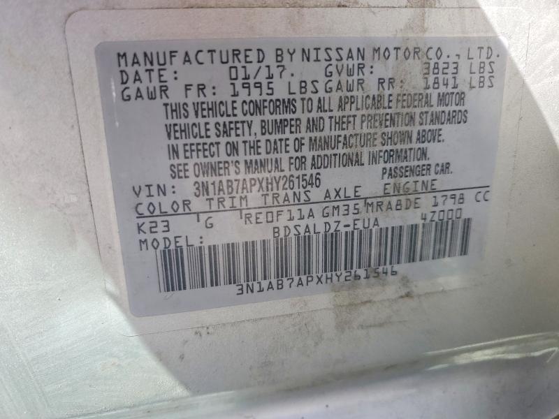 Aukcja sprzedaży 2017 Nissan Sentra, vin: 3N1AB7APXHY261546, numer aukcji: 53653186