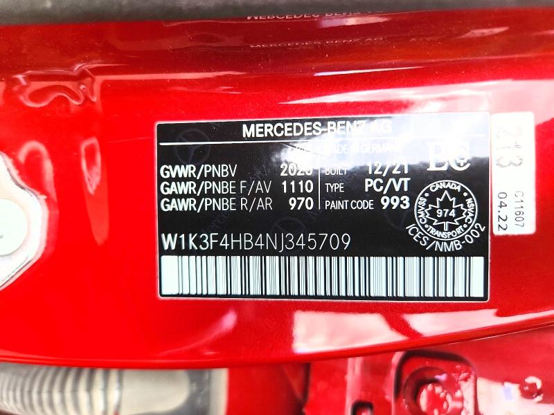 Aukcja sprzedaży 2022 Mercedes-benz A, vin: W1K3F4HB4NJ345709, numer aukcji: 53757366