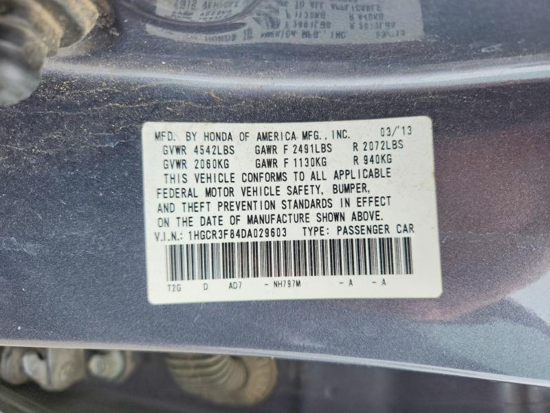 2013 Honda Accord მანქანა იყიდება აუქციონზე, vin: 1HGCR3F84DA029603, აუქციონის ნომერი: 52296456