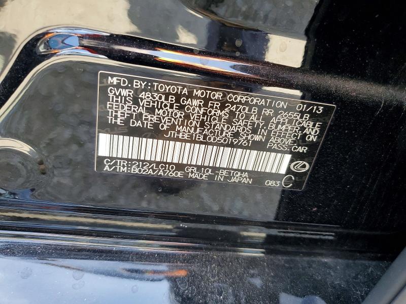 Aukcja sprzedaży 2013 Lexus Gs, vin: JTHBE1BL0D5019761, numer aukcji: 54301396