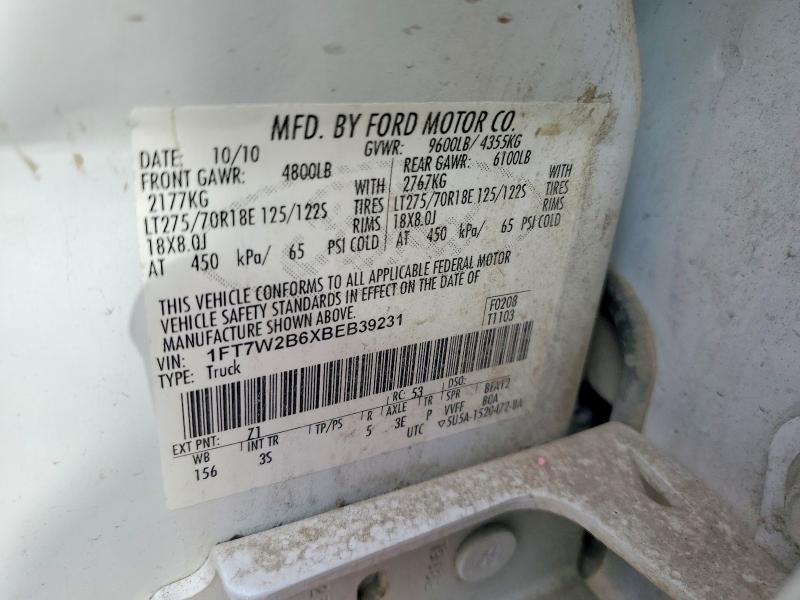 2011 Ford F250 მანქანა იყიდება აუქციონზე, vin: 1FT7W2B6XBEB39231, აუქციონის ნომერი: 54068326