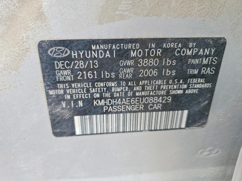 Продаж на аукціоні авто 2014 Hyundai Elantra, vin: KMHDH4AE6EU088429, номер лоту: 52398926