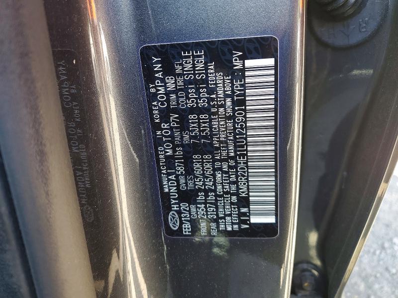 53240466 :رقم المزاد ، KM8R2DHE1LU125901 vin ، 2020 Hyundai Palisade مزاد بيع