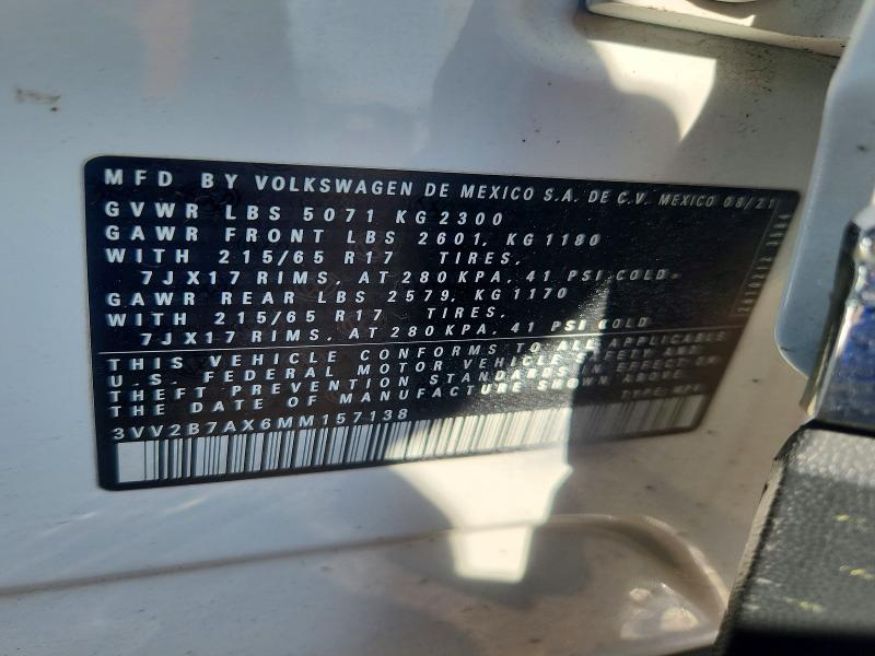 Aukcja sprzedaży 2021 Volkswagen Tiguan, vin: 3VV2B7AX6MM157138, numer aukcji: 52448566
