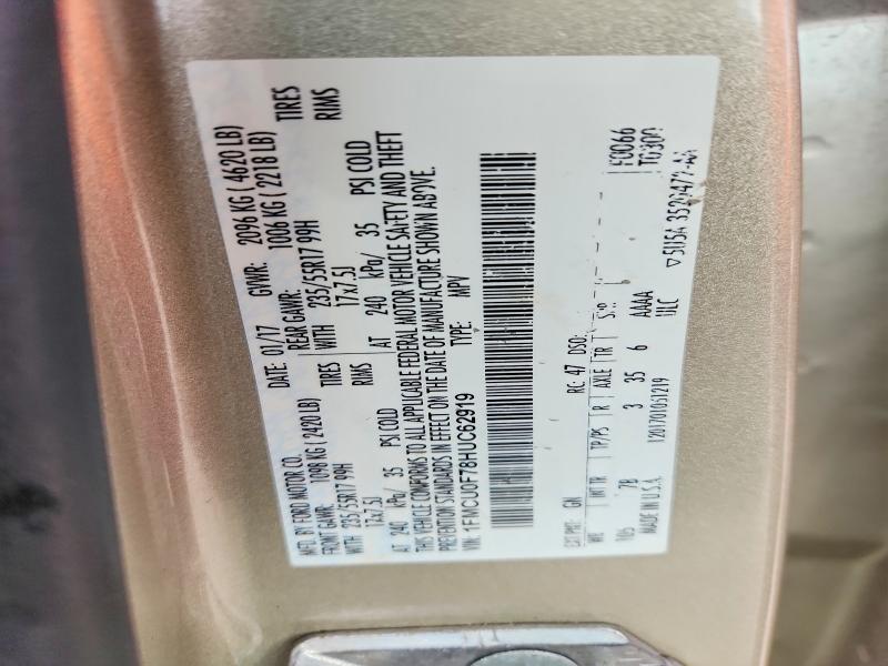2017 Ford Escape მანქანა იყიდება აუქციონზე, vin: 1FMCU0F78HUC62919, აუქციონის ნომერი: 55023736