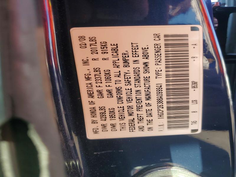 Aukcja sprzedaży 2008 Honda Accord, vin: 1HGCP26388A099941, numer aukcji: 53276616