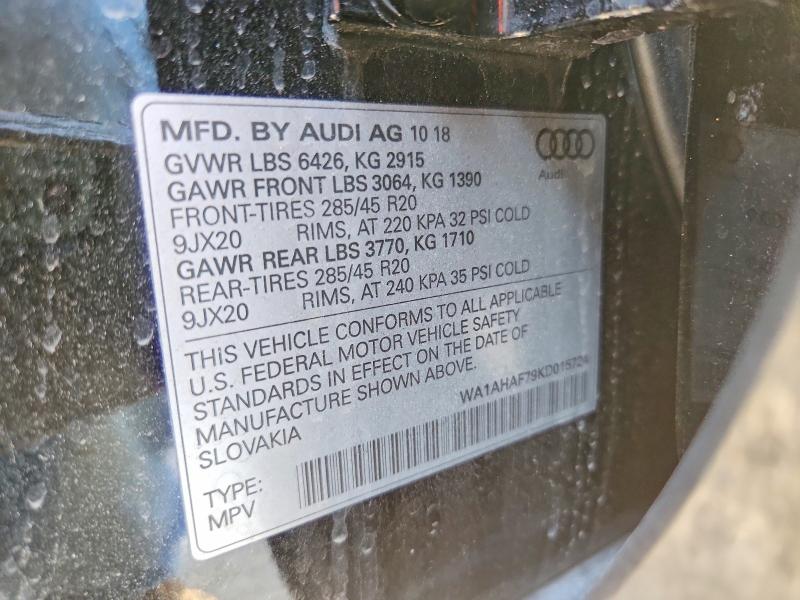 Aukcja sprzedaży 2019 Audi Q7, vin: WA1AHAF79KD015724, numer aukcji: 52724276