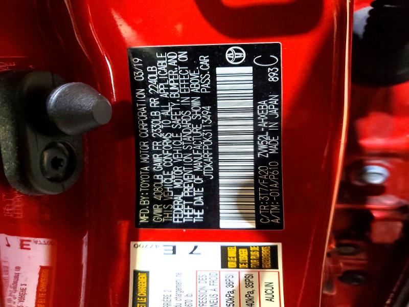 2019 Toyota Prius Prime მანქანა იყიდება აუქციონზე, vin: JTDKARFP0K3113494, აუქციონის ნომერი: 53233236