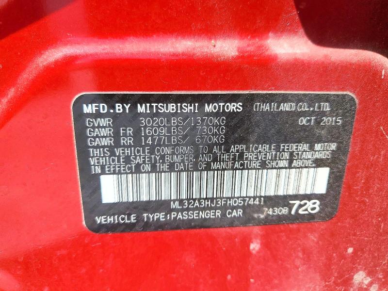 Aukcja sprzedaży 2015 Mitsubishi Mirage, vin: ML32A3HJ3FH057441, numer aukcji: 53376546