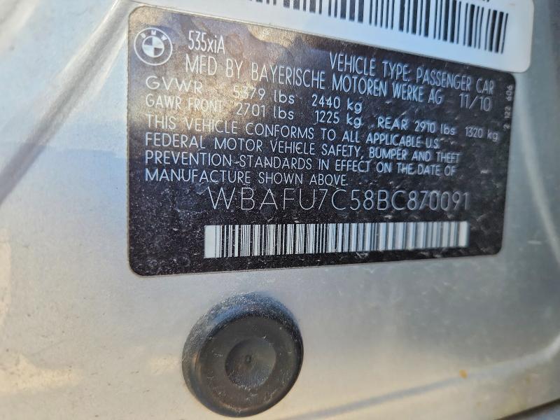 Продаж на аукціоні авто 2011 Bmw 535, vin: WBAFU7C58BC870091, номер лоту: 52417006