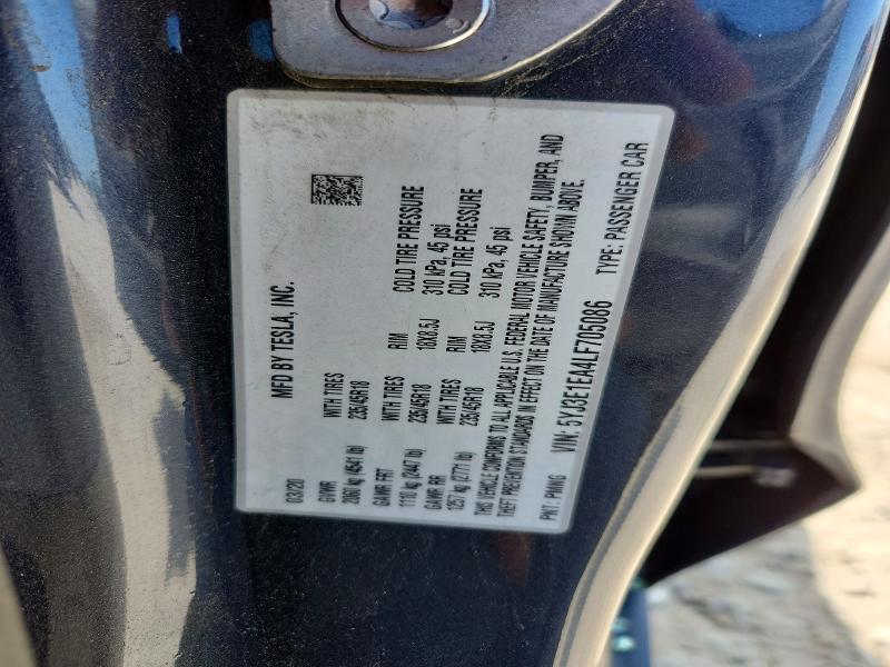 53617116 :رقم المزاد ، 5YJ3E1EA4LF705086 vin ، 2020 Tesla Model 3 مزاد بيع