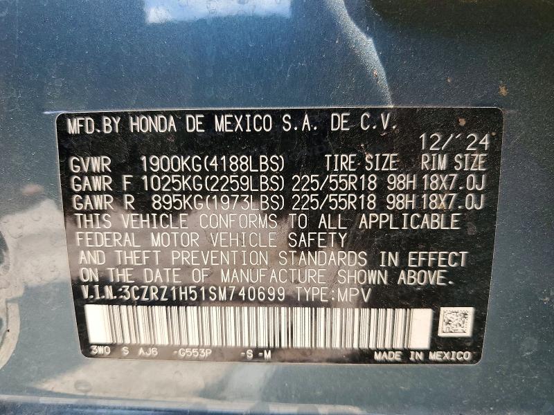 Продажа на аукционе авто 2025 Honda Hr-v, vin: 3CZRZ1H51SM740699, номер лота: 54400386