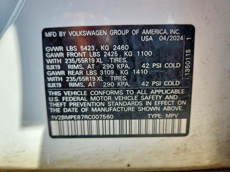 Aukcja sprzedaży 2024 Volkswagen Id.4, vin: 1V2BMPE87RC007560, numer aukcji: 54655466