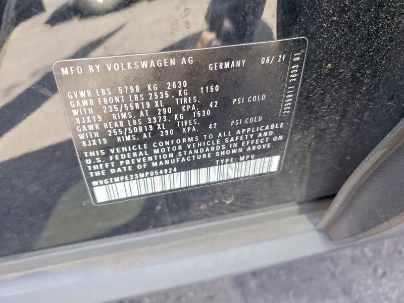 52742016 :رقم المزاد ، WVGTMPE23MP054924 vin ، 2021 Volkswagen Id.4 مزاد بيع